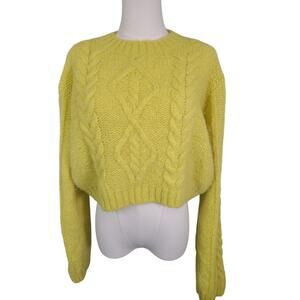 Mother Highlight My Life Neon Yellow Alpaca Ultra Soft Chunky Sweater